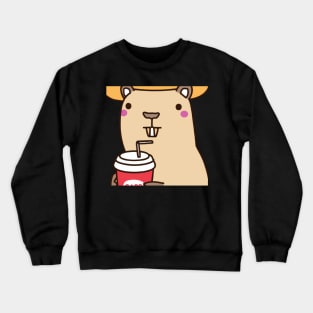 Kawaii Nice Capybara having coffee Crewneck Sweatshirt